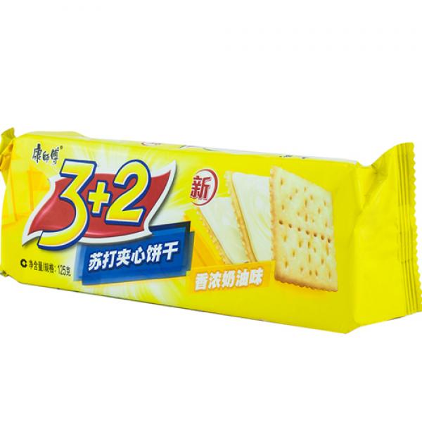 康师傅3+2苏打夹心饼奶油味125G