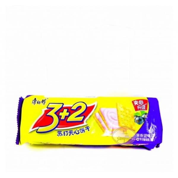 康师傅3+2苏打夹心饼果香蓝莓味125G