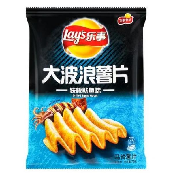 乐事大波浪薯片铁板鱿鱼味70G
